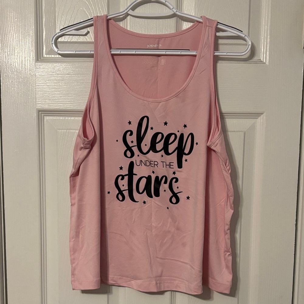JoySpun Pink 'Sleep Under the Stars' Tank Top & Shorts Sleepset, Size M 8-10